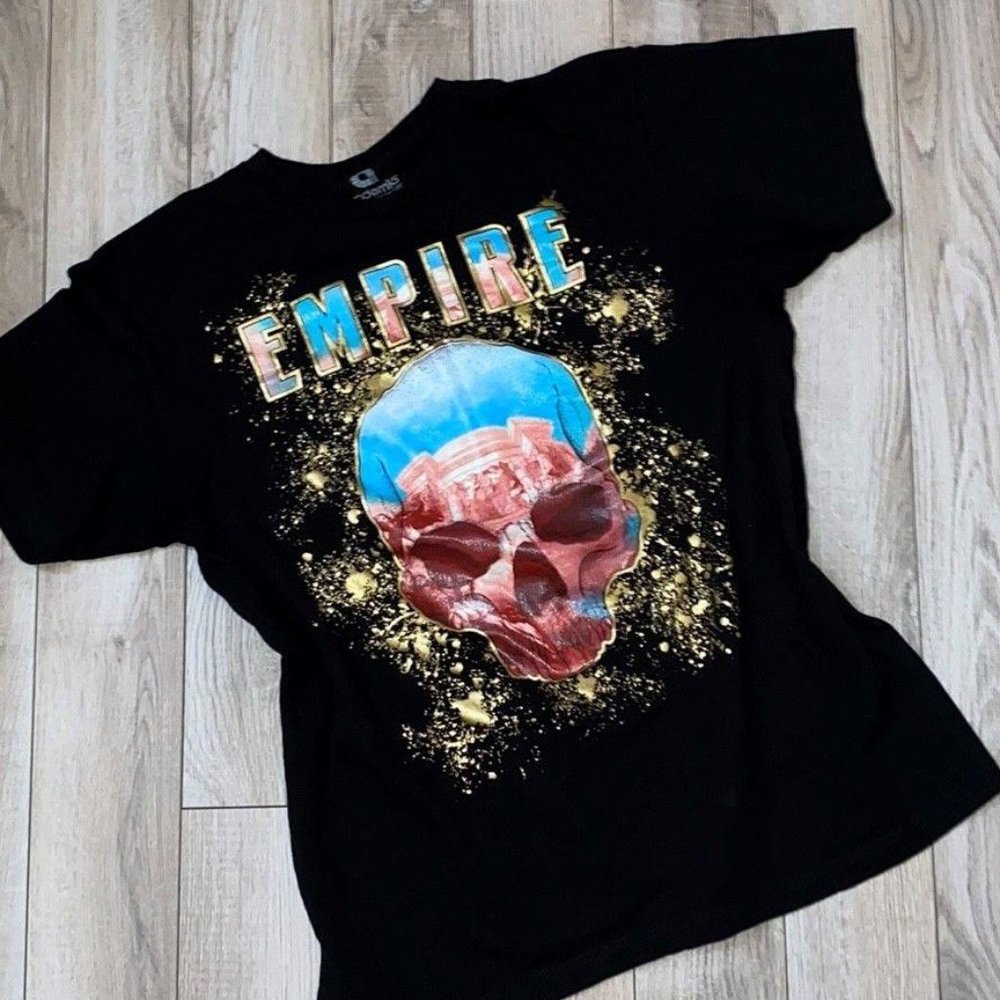 Akademiks black graphic empire short sleeve shirt men's XL